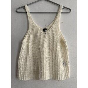 Moon & Madison Knitted Sleeveless Ivory Tank Coquette Girl Top Size XL